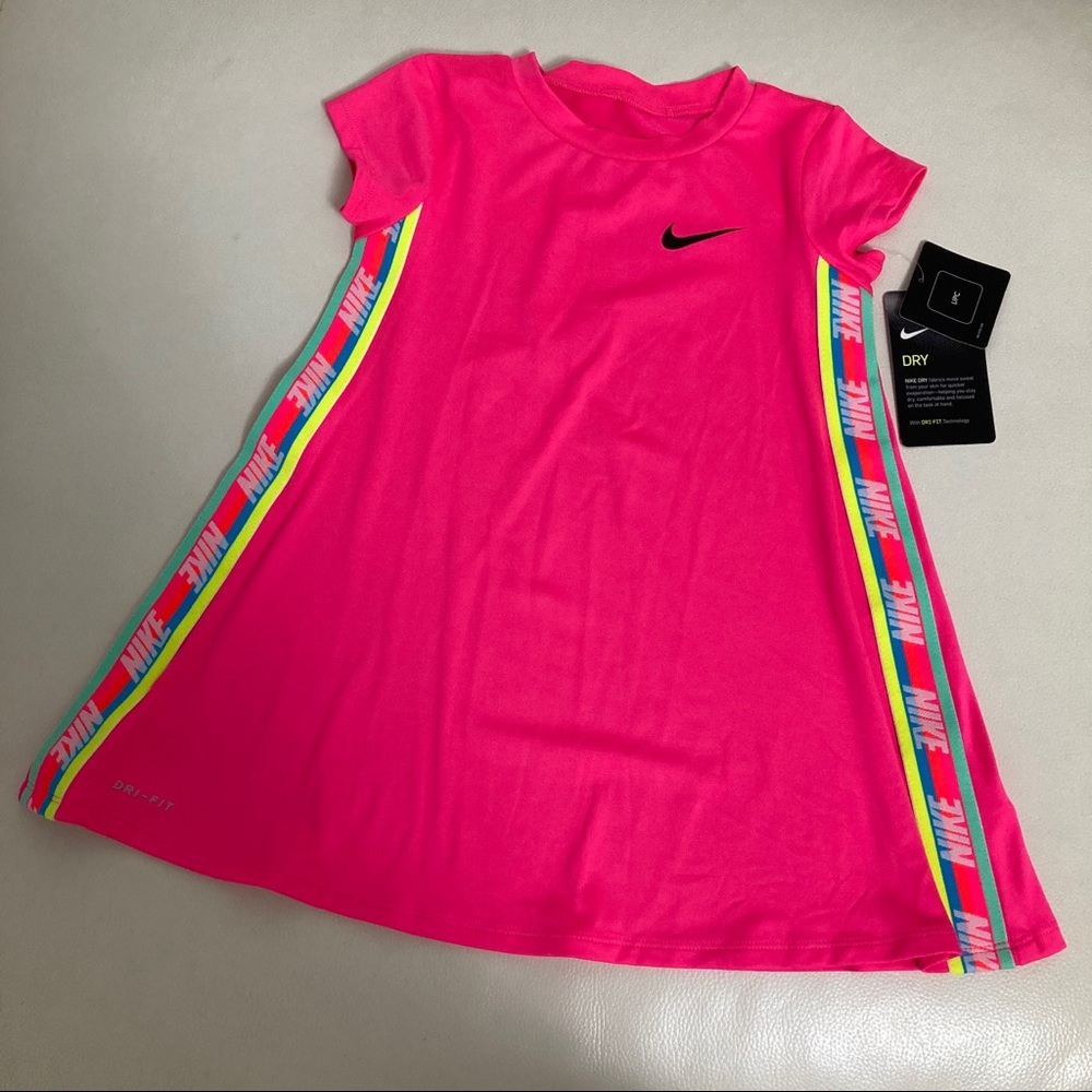 Nike Bright Pink Dri-FIT Girls' Athletic Dress with Multicolor Trim